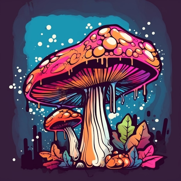 colorful vector mushroom graffiti style