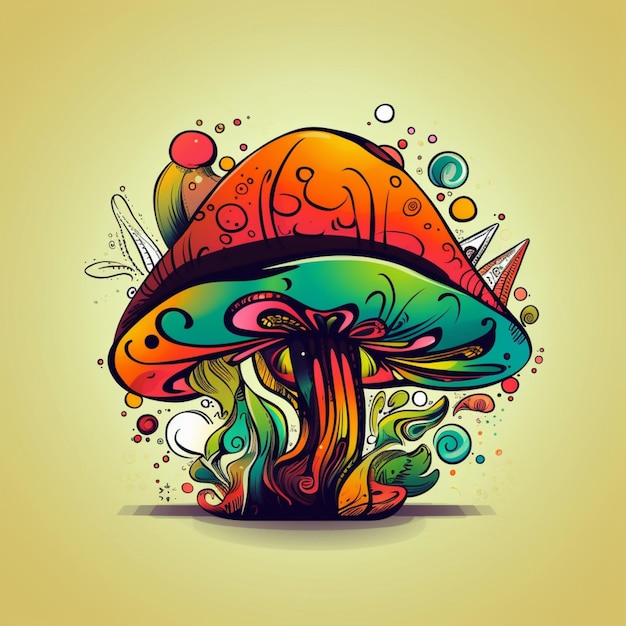 colorful vector mushroom graffiti style