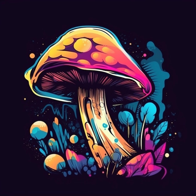 colorful vector mushroom graffiti style