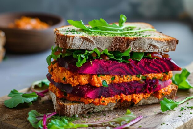 Colorful Vegan beetroot sandwich Generate Ai