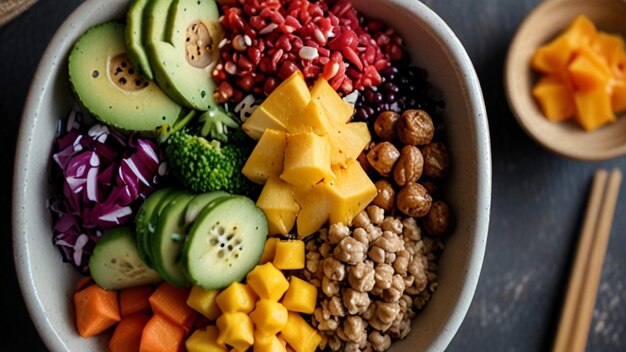 Colorful Vegan Buddha Bowl with Fresh Ingredients