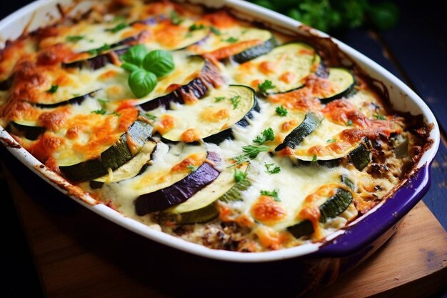 Photo colorful vegetable moussaka yummy delicious moussaka food image photography