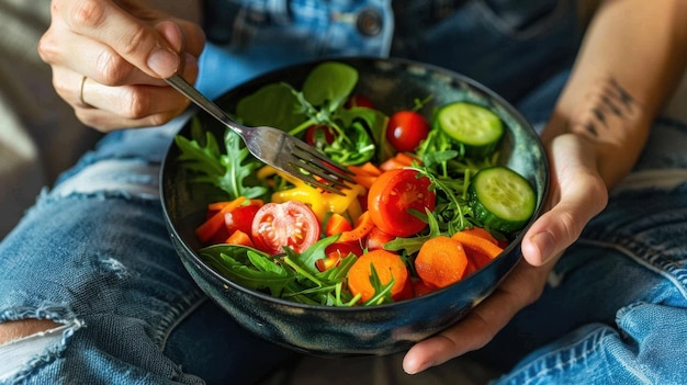 The colorful vegetable salad