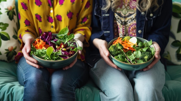 Photo the colorful vegetable salads