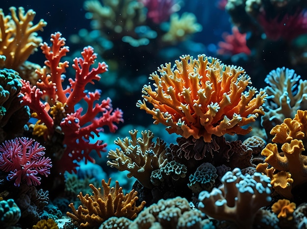 Colorful vibrant coral reef and fish underwater view