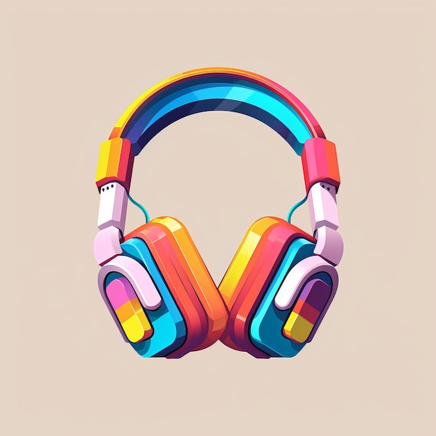 Colorful Voxel Art Headphones Bold And Vibrant Graphic Design