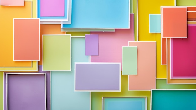 a colorful wall of bright colored papers with a colorful background