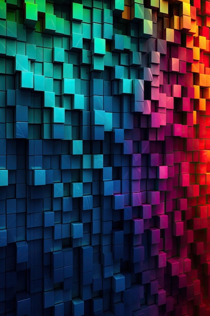 A colorful wallpaper with cubes that say's'cubes '