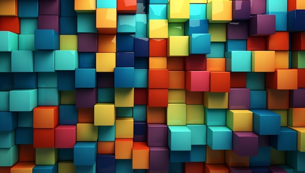 A colorful wallpaper with cubes and the word cubes on it.