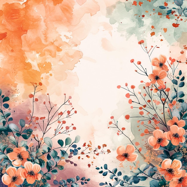 a colorful wallpaper with flowers and clouds