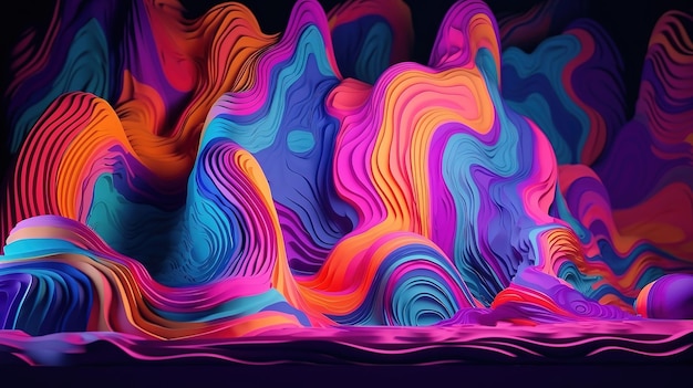 Colorful wallpaper with layered liquid marbling effect Bright color Generative Ai