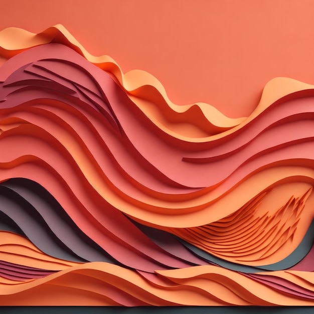 A colorful wallpaper with a wave design in orange and purple.