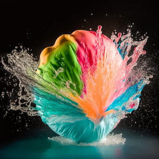 Colorful a water balloon bursting AI Generated