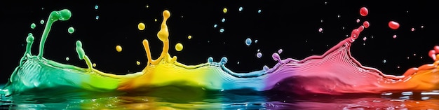 Photo a colorful water drop with the word splashes on it