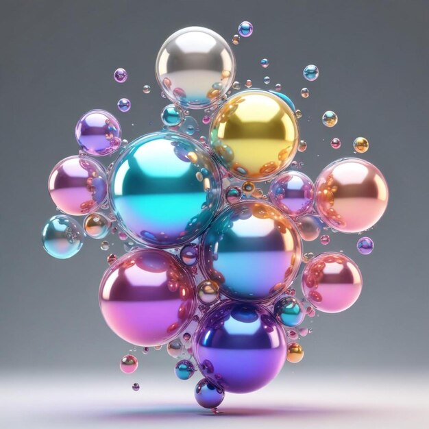 a colorful water droplet is surrounded by bubbles