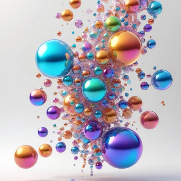 a colorful water droplet is surrounded by colorful bubbles