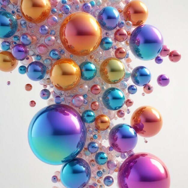 a colorful water droplet is surrounded by colorful bubbles