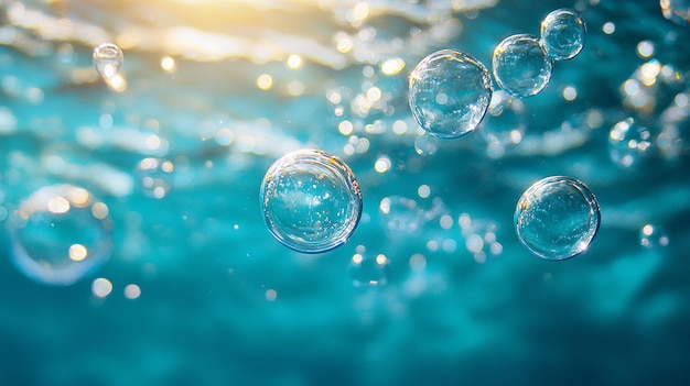 Photo colorful water droplets on a reflective surface with vibrant bokeh lights in the background