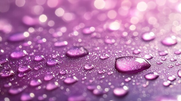 Colorful water droplets on a reflective surface with vibrant bokeh lights in the background