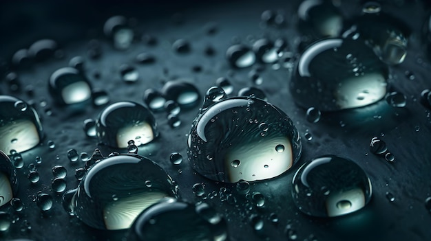 Colorful water drops on black background