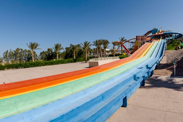 Colorful water slides at the water park