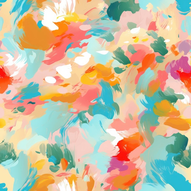 Colorful Watercolor Brushstroke Painting Monet Style Seamless Pattern Background