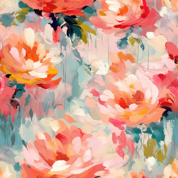 Colorful Watercolor Brushstroke Painting Monet Style Seamless Pattern Background