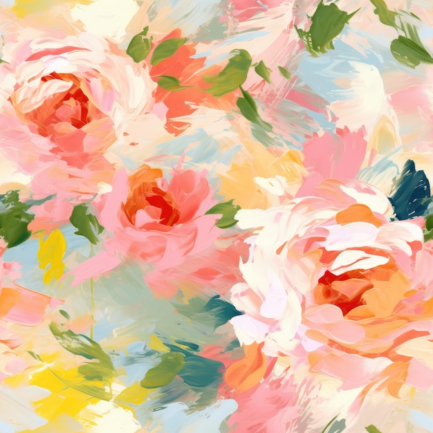 Colorful Watercolor Brushstroke Painting Monet Style Seamless Pattern Background