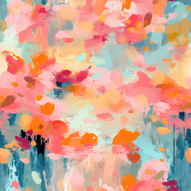 Colorful Watercolor Brushstroke Painting Monet Style Seamless Pattern Background