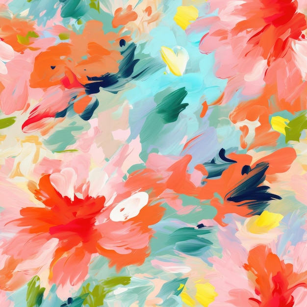 Colorful Watercolor Brushstroke Painting Monet Style Seamless Pattern Background