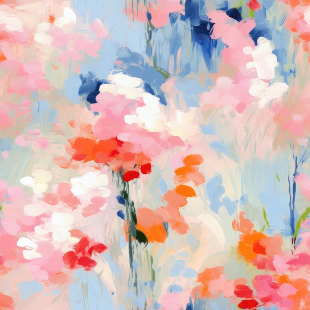 Colorful Watercolor Brushstroke Painting Monet Style Seamless Pattern Background