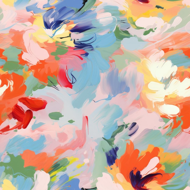 Colorful Watercolor Brushstroke Painting Monet Style Seamless Pattern Background