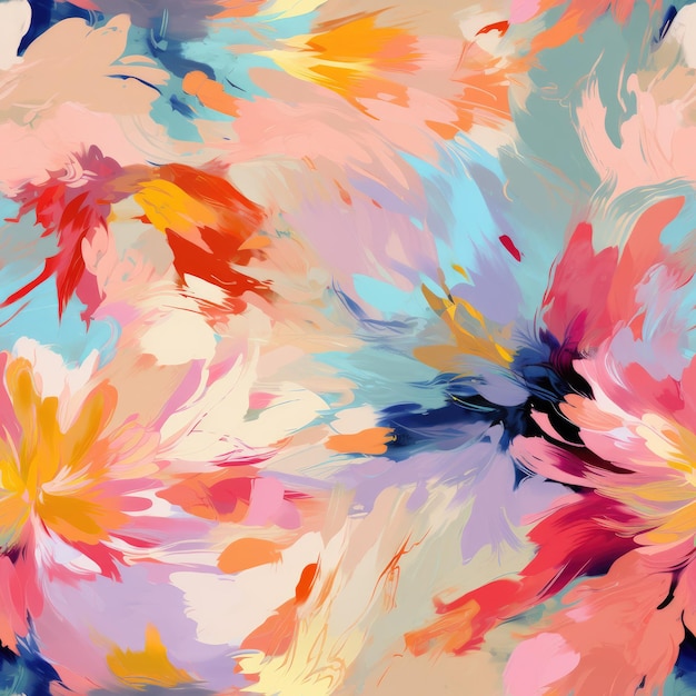 Colorful Watercolor Brushstroke Painting Monet Style Seamless Pattern Background