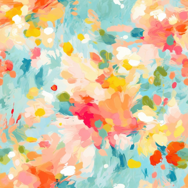 Colorful Watercolor Brushstroke Painting Monet Style Seamless Pattern Background