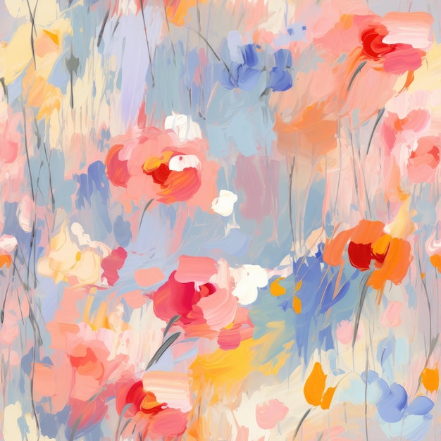 Colorful Watercolor Brushstroke Painting Monet Style Seamless Pattern Background