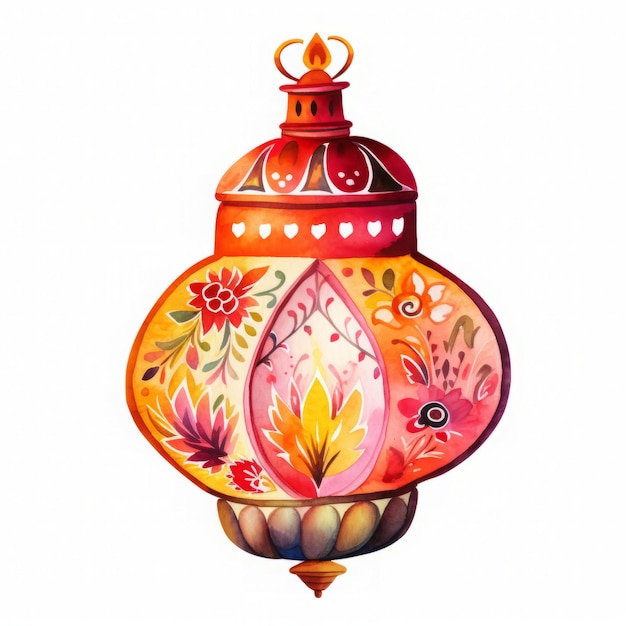 Colorful watercolor diwali lantern