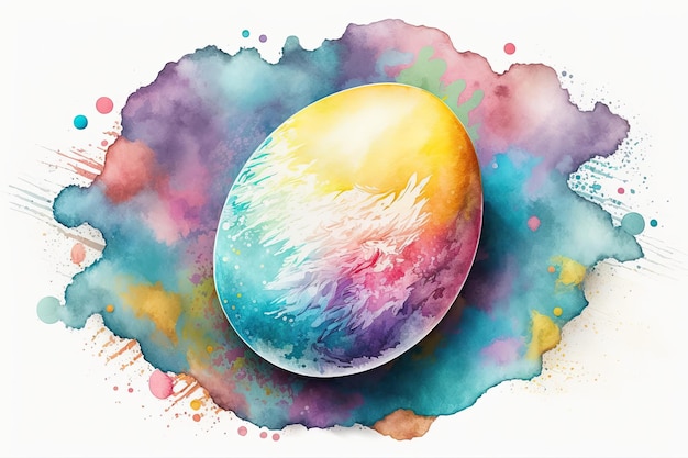 Colorful Watercolor Easter Egg illustration isolated on white background