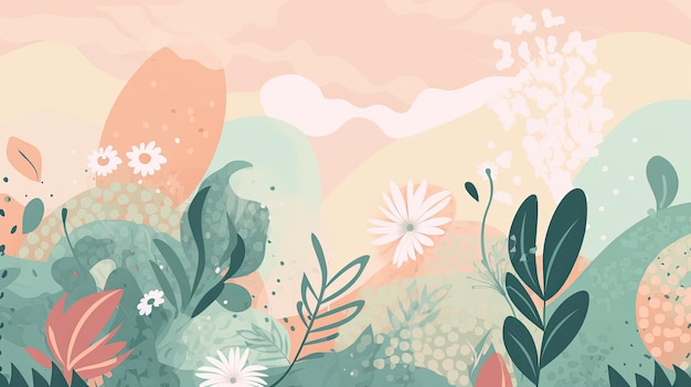 Colorful watercolor floral background with pastel colors