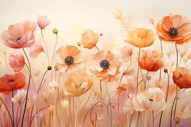 colorful watercolor flowers on the background