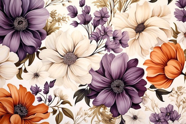 Colorful Watercolor Flowers Pattern Illustration Designs Ai Generative