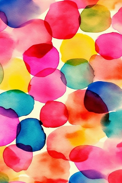 A colorful watercolor painting of a colorful circles.