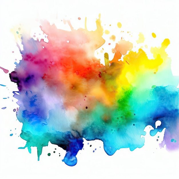 a colorful watercolor painting of rainbowcolored splashes Generative AI