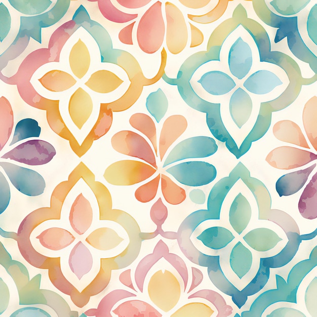 colorful watercolor pattern with flowers