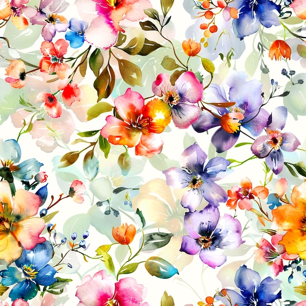 A colorful watercolor seamless floral pattern