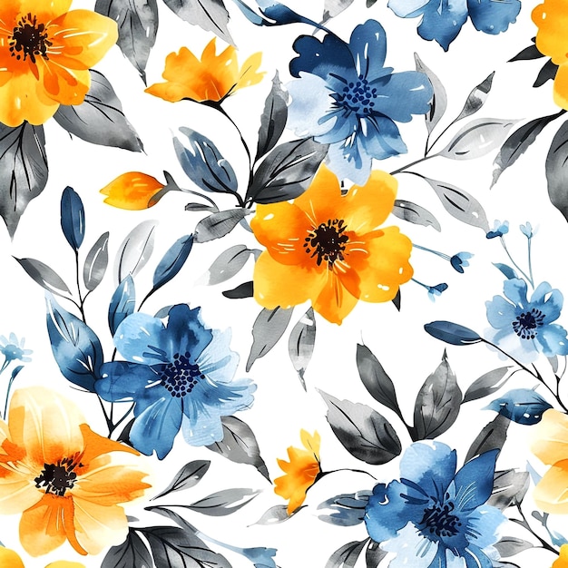 A colorful watercolor seamless floral pattern