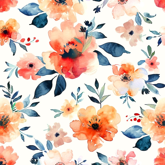 A colorful watercolor seamless floral pattern