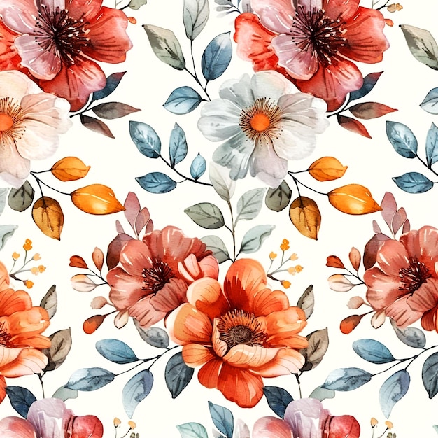 A colorful watercolor seamless floral pattern