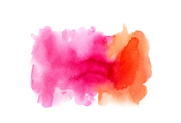 Colorful watercolor splash pink and orange. 