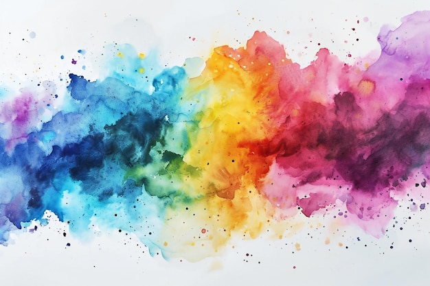 Colorful watercolor splashes on white paper Abstract background