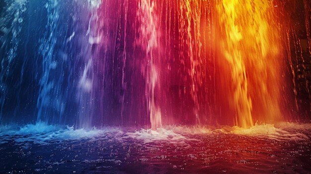 Photo colorful waterfall neon bright bright high quality night art light ai art produced